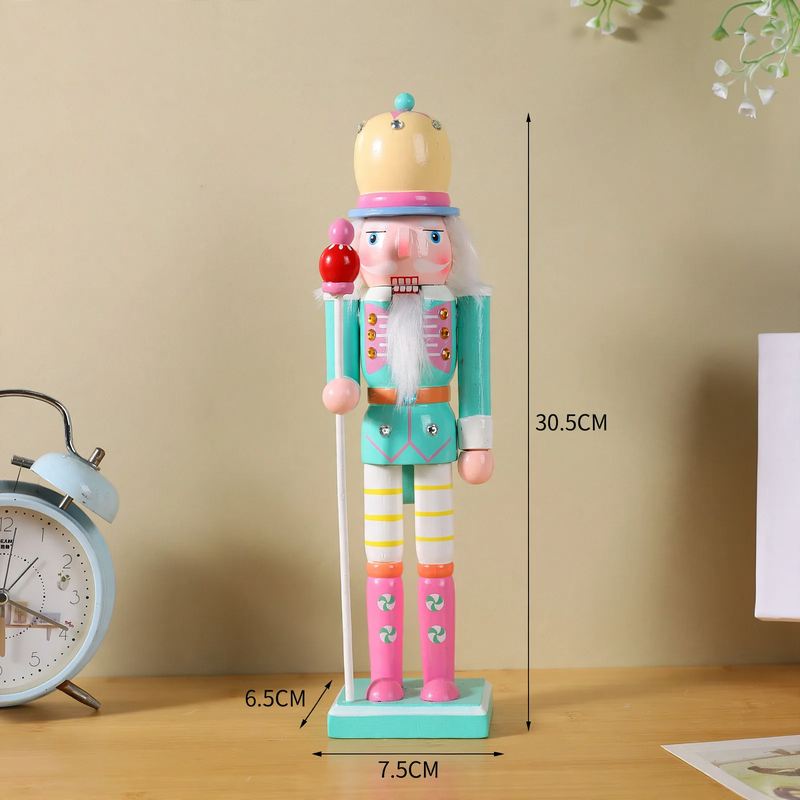 Decorative wooden nutcracker figure with rabbit ears
