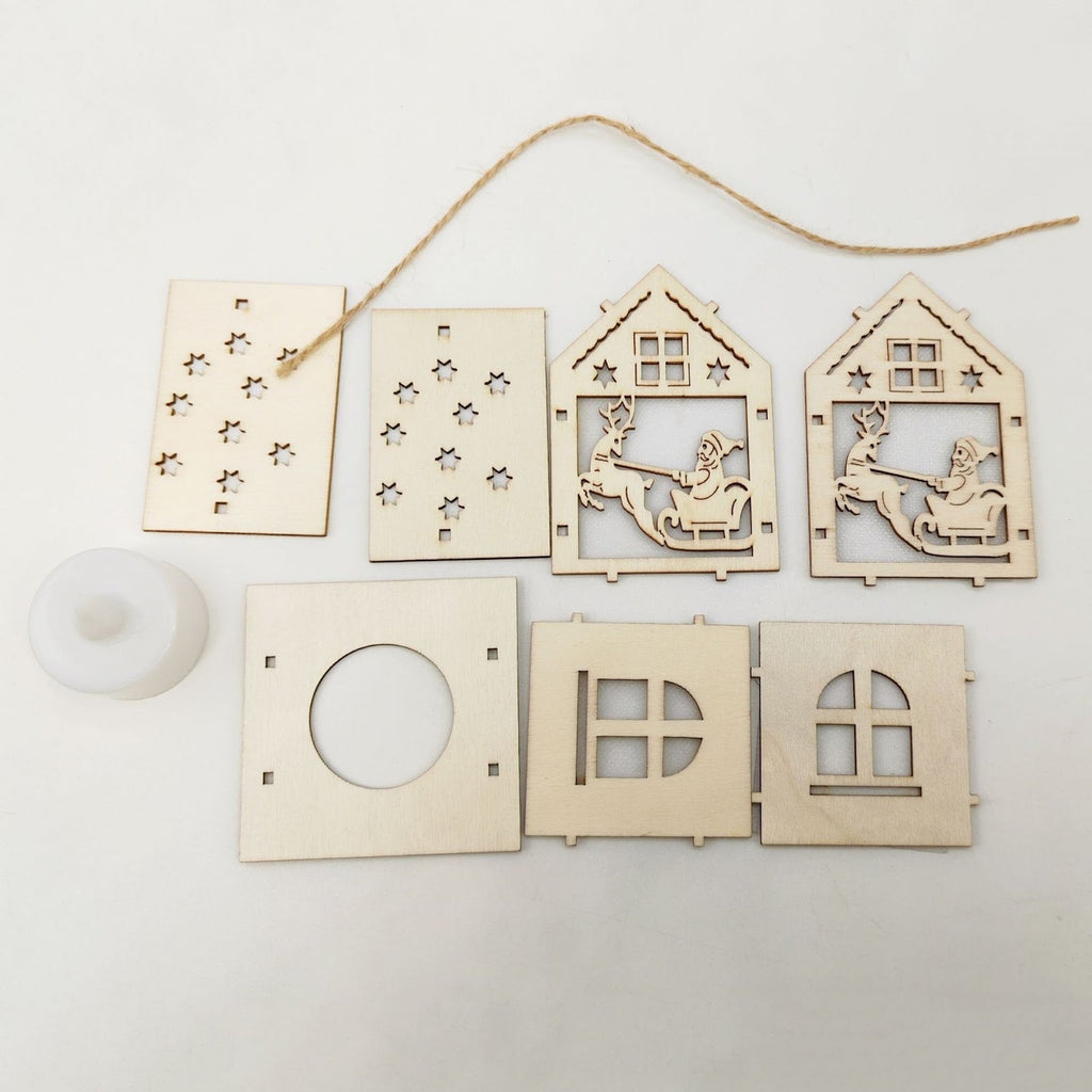 Handcrafted Christmas wooden house as decoration