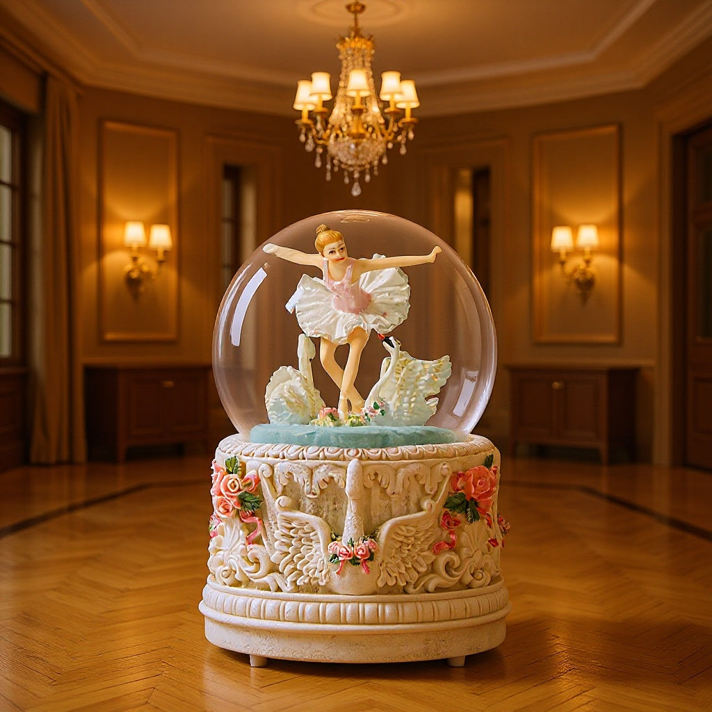 Music box with dancing ballerina and carousel