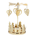 Rotating tea light holder made of brass with star motif