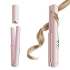 Cordless Hair Straightener and Curler - 2-in-1  Cordless Straightener and Portable Flat Iron for Hair, USB-C Rechargeable Ceramic Mini Flat Iron