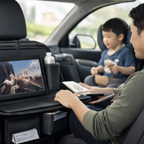 Premium PU Leather Car Seat Back Organizer – Universal Auto Storage Bag with Foldable Dining Table and Cup Holder