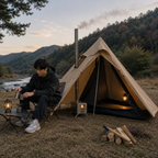 One Person Hot Tent – Camping Tipi with Chimney Window and Double Layer Pyramid Design for Bushcraft Adventures and Cold Weather Survival