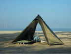 One Person Hot Tent – Camping Tipi with Chimney Window and Double Layer Pyramid Design for Bushcraft Adventures and Cold Weather Survival