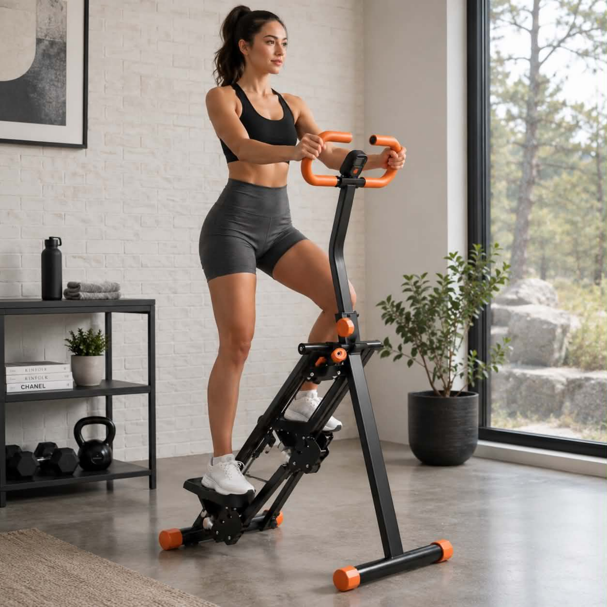 Multifunctional Indoor Stair Climber Fitness Machine - Metal Stepper Equipment for Home Cardio Workout, Strength Training and Weight Loss