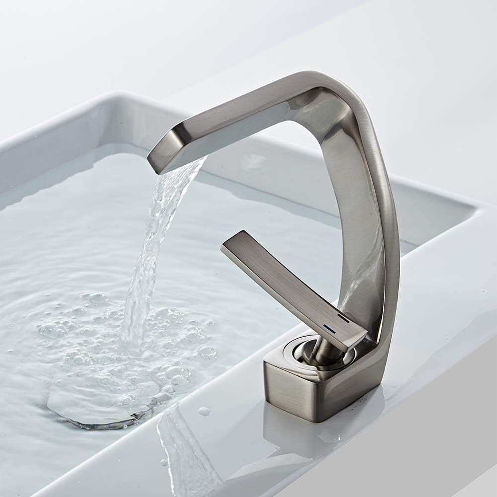 Solna - Waterfall Single Lever Brass Bathroom Sink Faucet