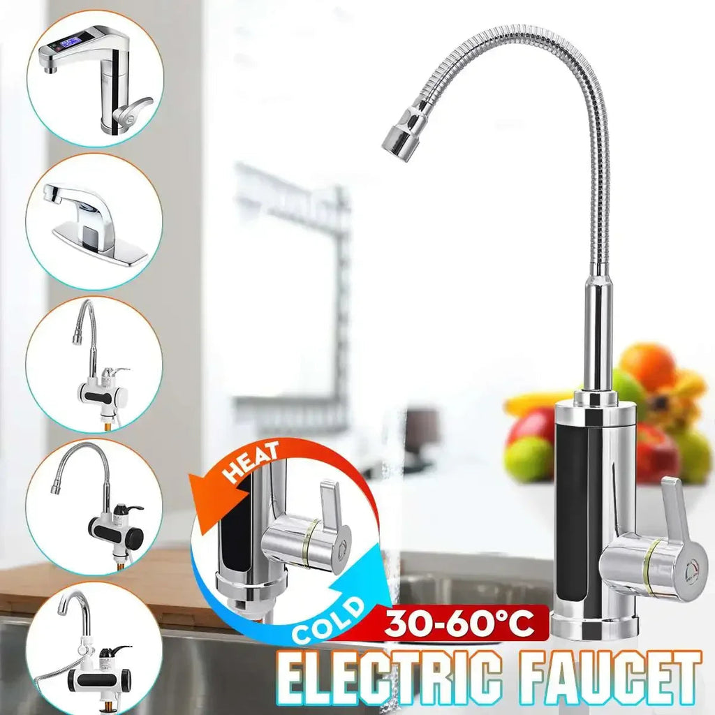 3000W Electric Kitchen Faucet with Instant Hot Water and Temperature Display