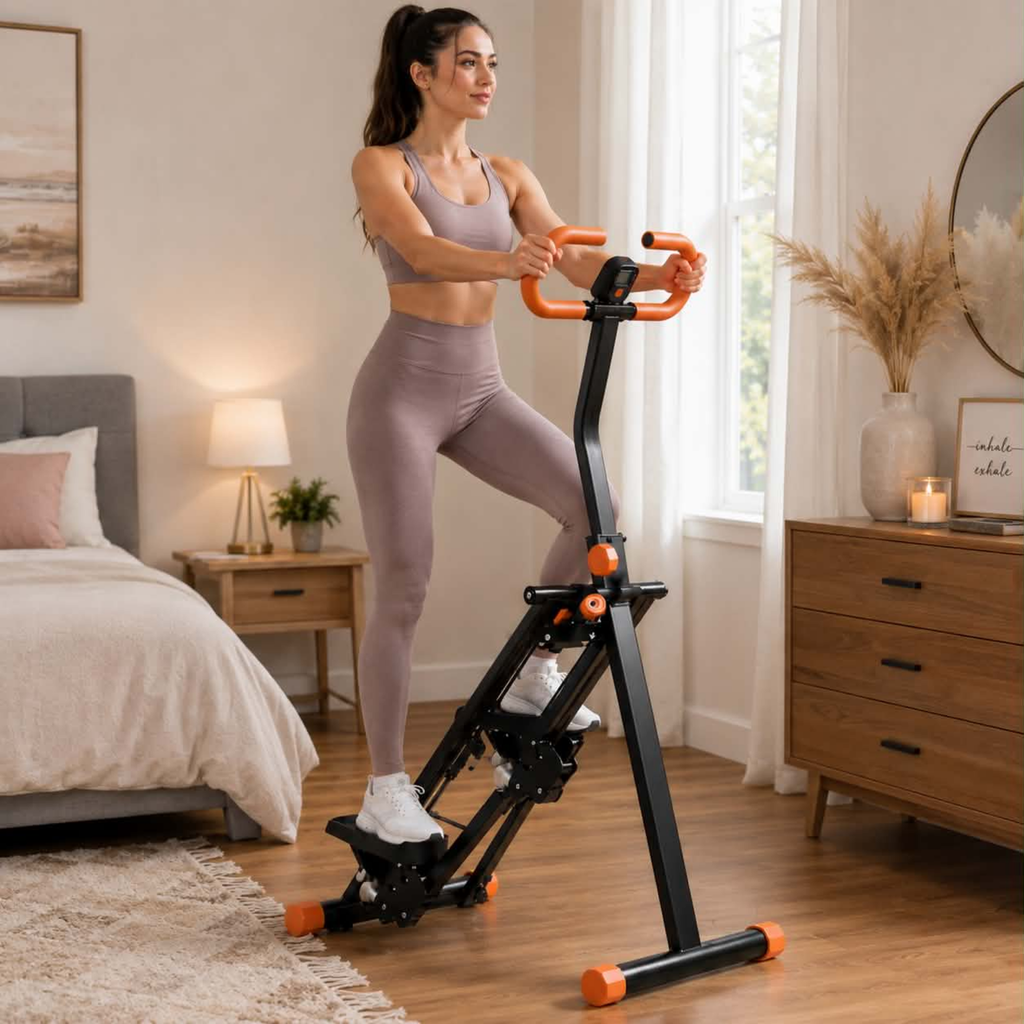 Multifunctional Indoor Stair Climber Fitness Machine - Metal Stepper Equipment for Home Cardio Workout, Strength Training and Weight Loss
