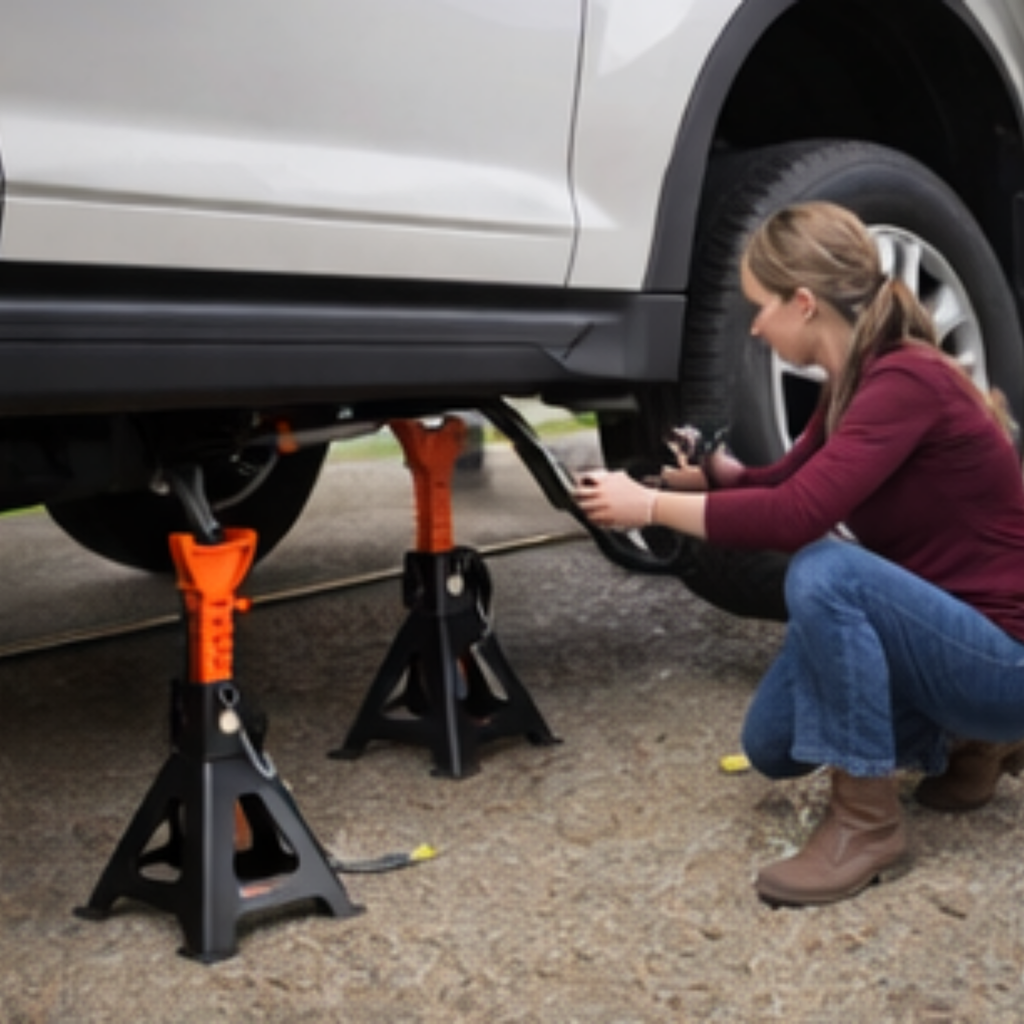 Three Ton Double Locking Jack Stands – Adjustable Heavy Duty Car Lift Support for SUV, Pickup Truck & Garage Repair
