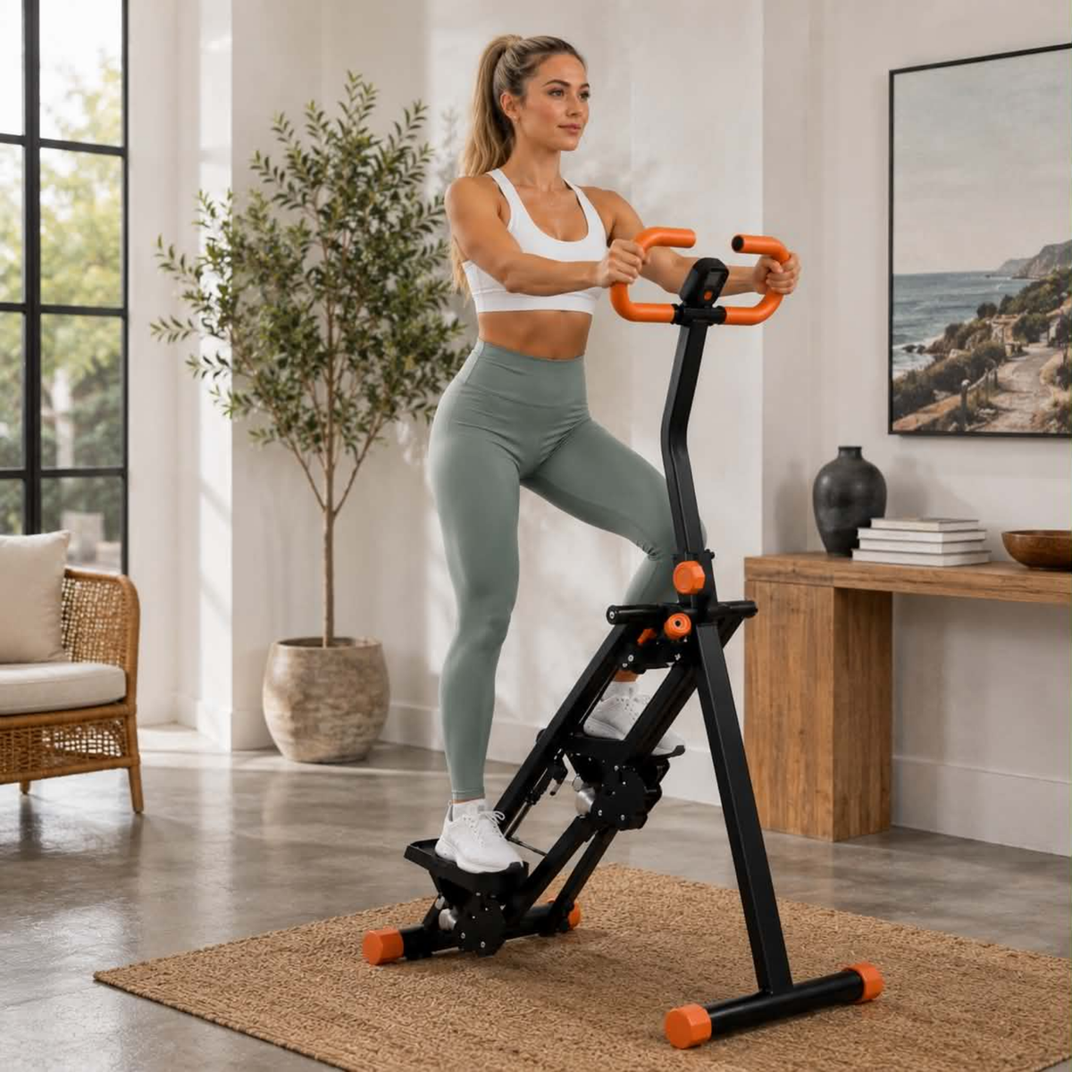 Multifunctional Indoor Stair Climber Fitness Machine - Metal Stepper Equipment for Home Cardio Workout, Strength Training and Weight Loss
