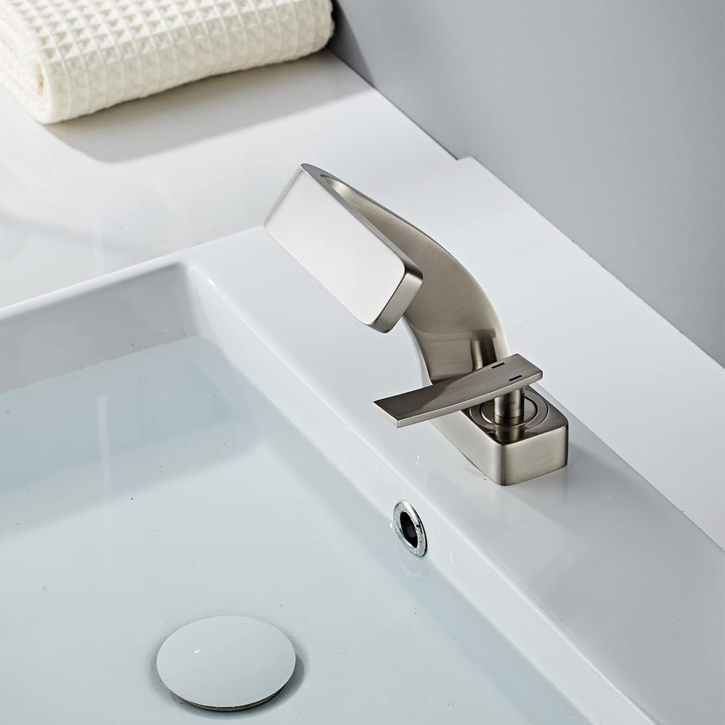 Solna - Waterfall Single Lever Brass Bathroom Sink Faucet
