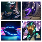 Motorcycle Helmet LED Light Kit – 4-in-1 EL Strip Decoration with Night Signal Modes, Safety Accessory for Night Riding Visibility