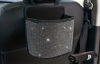 Rhinestone Car Trash Can Set – 2-Piece  Sparkling Hanging Auto Garbage Bin with Trash Bags for Car Interior Storage & Organization