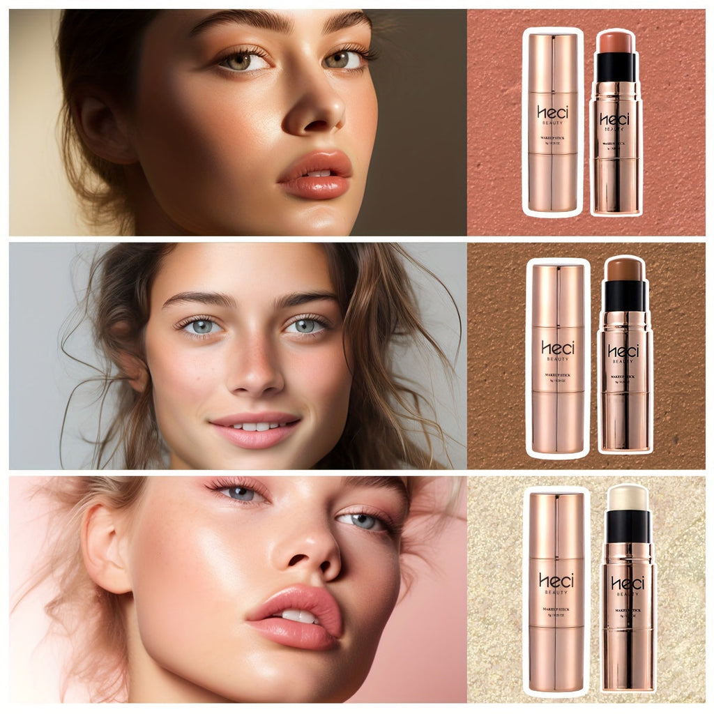 Contour & Highlight Stick Set –3-in-1 Blush Creamy Multi-Color Makeup Kit for Cheeks, Nose & Glow-On-the-Go Beauty