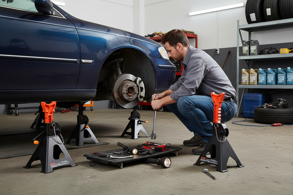 Three Ton Double Locking Jack Stands – Adjustable Heavy Duty Car Lift Support for SUV, Pickup Truck & Garage Repair