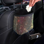Rhinestone Car Trash Can Set – 2-Piece  Sparkling Hanging Auto Garbage Bin with Trash Bags for Car Interior Storage & Organization