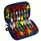 Metal Spoon Spinner Bait Kit – 16pcs Durable Fishing Lures with Storage Box Perfect for Pike, Bass, and Outdoor Fishing Adventures