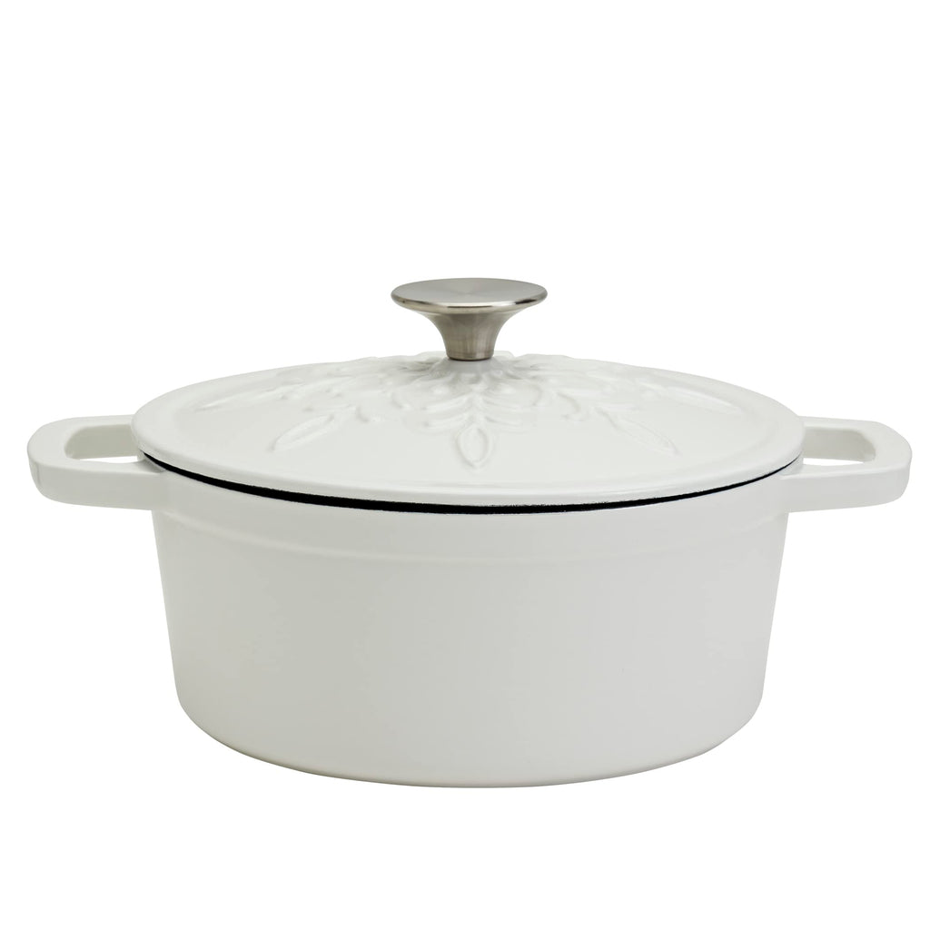 3-Quart Enameled Cast Iron Snowflake Dutch Oven, White
