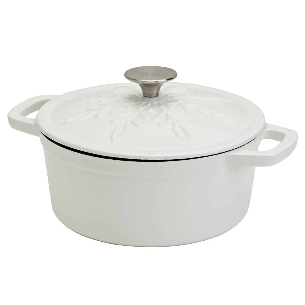 3-Quart Enameled Cast Iron Snowflake Dutch Oven, White