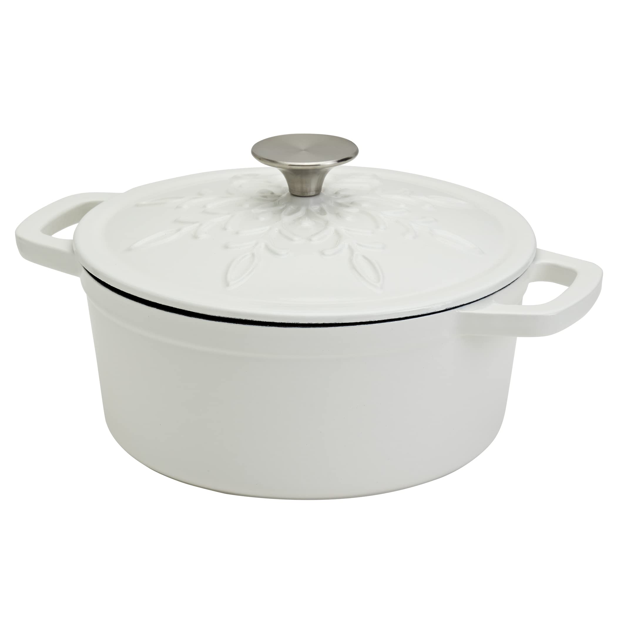 3-Quart Enameled Cast Iron Snowflake Dutch Oven, White