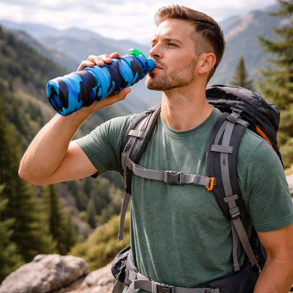Silicone Foldable Water Bottle – Portable Leak-Proof Collapsible Cup for Outdoor Travel Camping Sports Hydration Solution