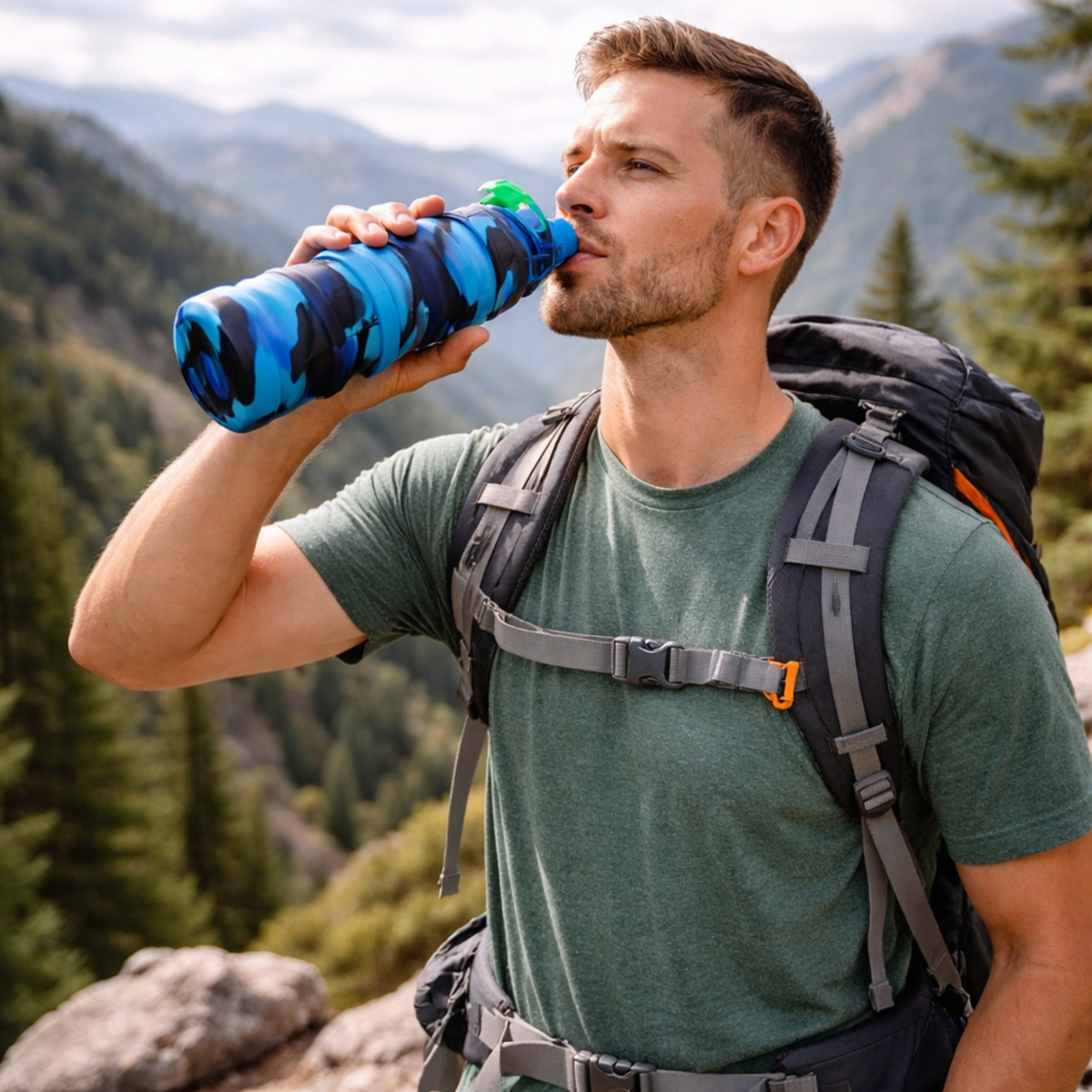 Silicone Foldable Water Bottle – Portable Leak-Proof Collapsible Cup for Outdoor Travel Camping Sports Hydration Solution