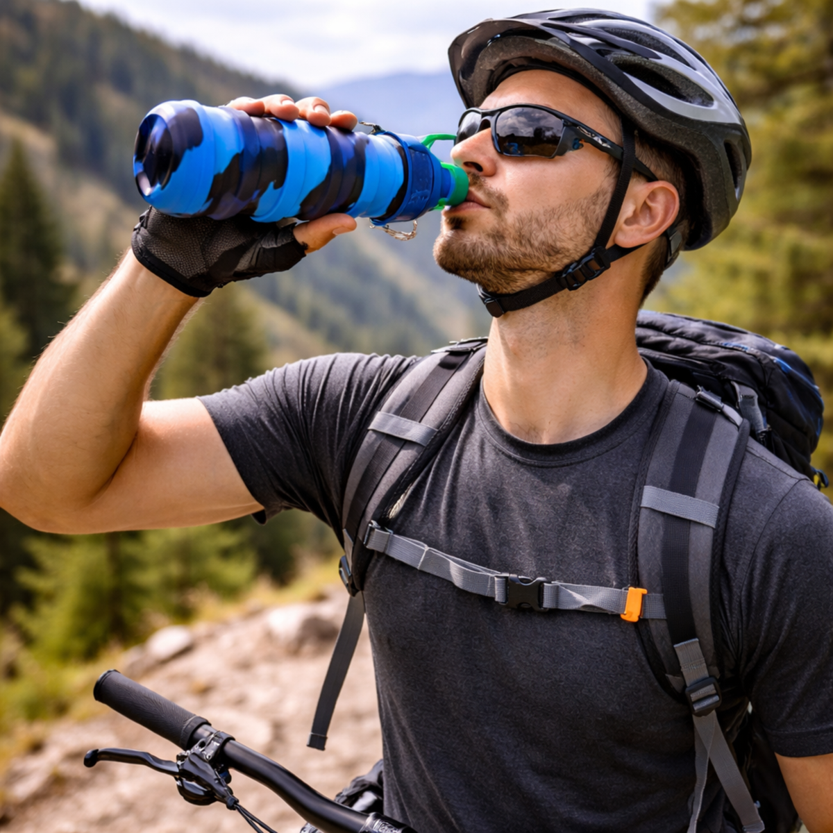 Silicone Foldable Water Bottle – Portable Leak-Proof Collapsible Cup for Outdoor Travel Camping Sports Hydration Solution