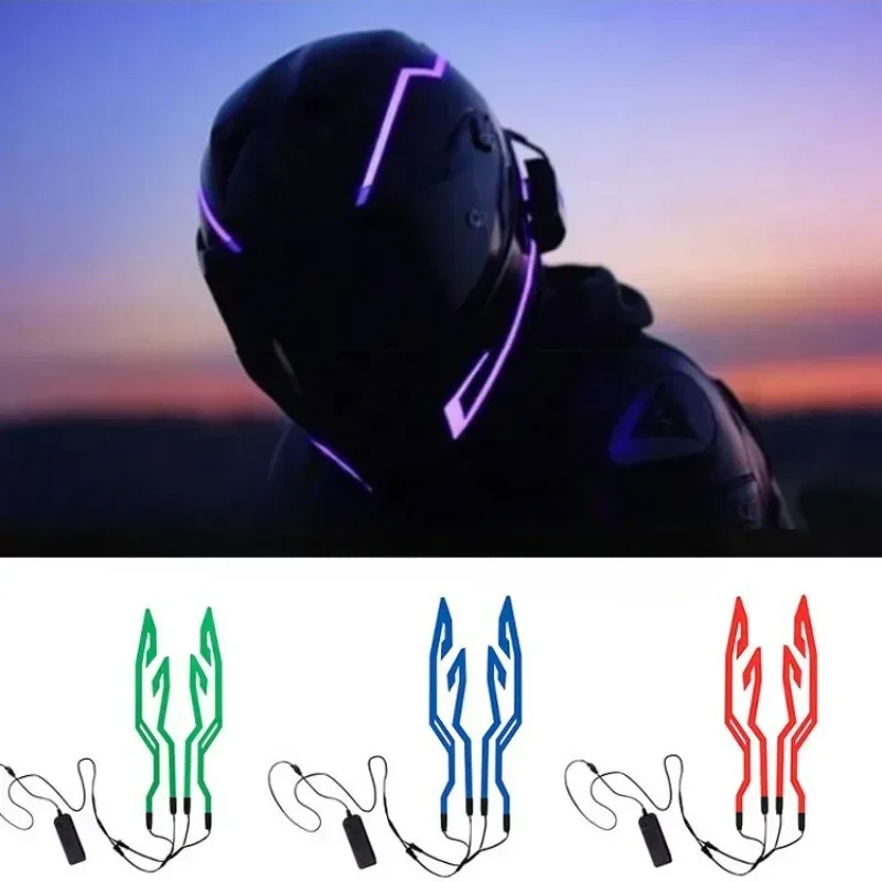 Motorcycle Helmet LED Light Kit – 4-in-1 EL Strip Decoration with Night Signal Modes, Safety Accessory for Night Riding Visibility