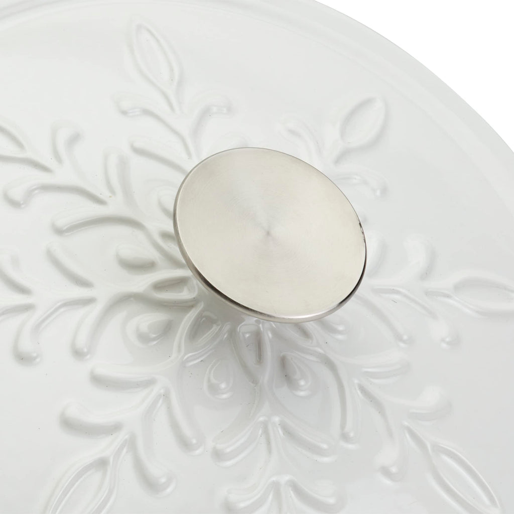 3-Quart Enameled Cast Iron Snowflake Dutch Oven, White