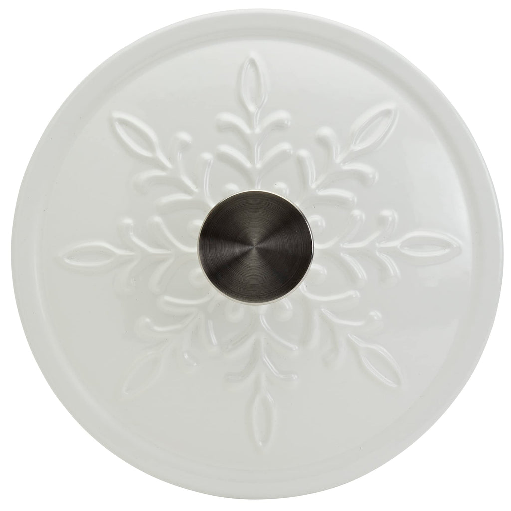 3-Quart Enameled Cast Iron Snowflake Dutch Oven, White