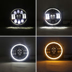 Skull LED Headlights - 7 Inch Headlamp Waterproof for Motorcycle/SUV