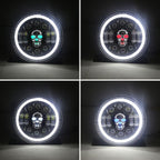 Skull LED Headlights - 7 Inch Headlamp Waterproof for Motorcycle/SUV