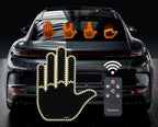 Funny Car Finger Light with Remote – Amber Middle Fingertip Gesture Brake Light Warning Sign for Road Rage, Novelty Auto Accessories, Night Driving Safety