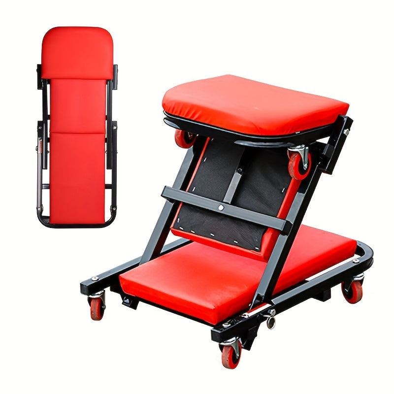 Rolling Crawler Suit – 2-in-1 Foldable Z-Shape Crawler Chair with 300 lb Capacity and 6 Smooth Wheels for Car Maintenance