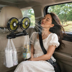 Dual Head Car Seat Fan - Adjustable Headrest Cooling Fan with 360 Degree Rotation and Quiet Airflow