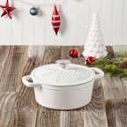 3-Quart Enameled Cast Iron Snowflake Dutch Oven, White