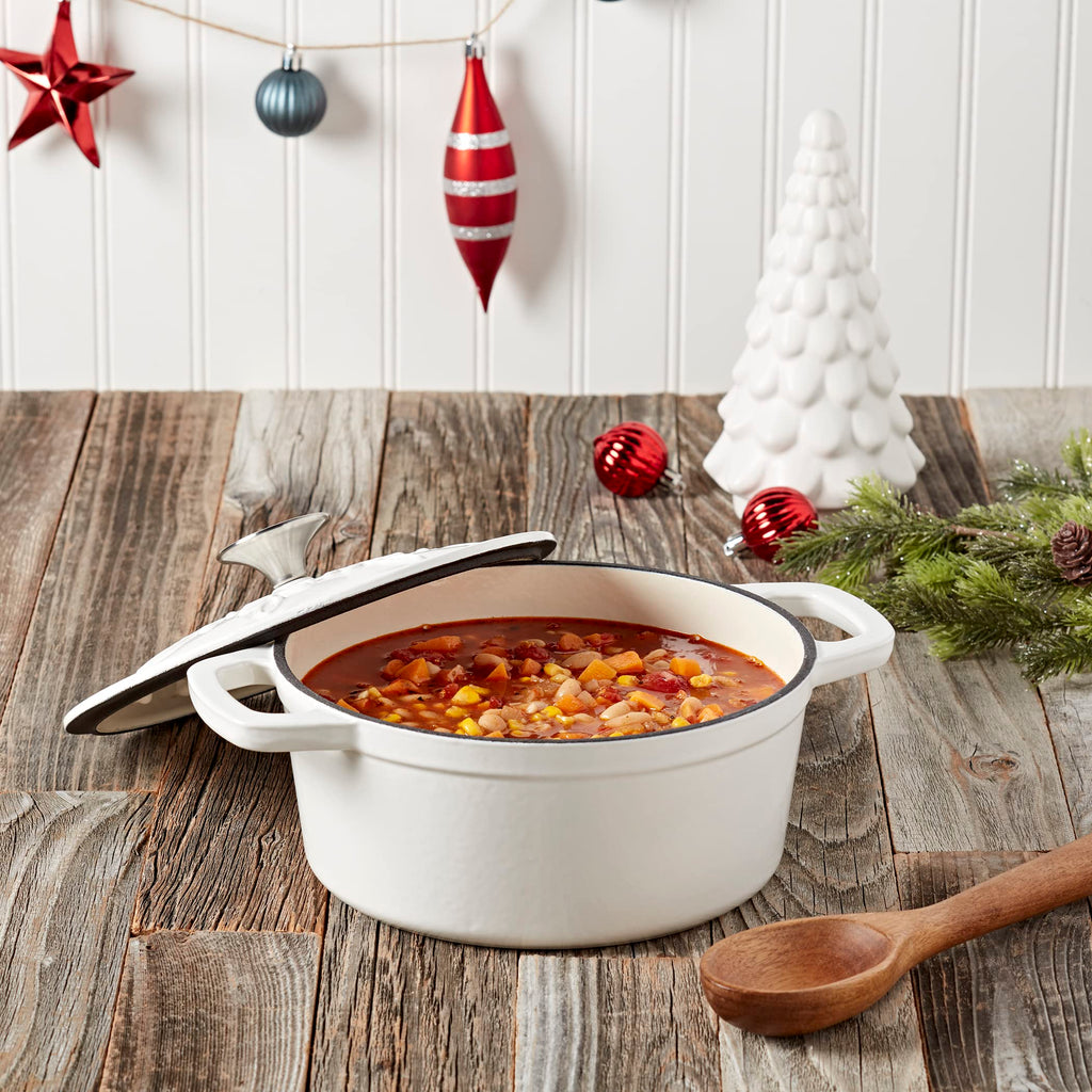 3-Quart Enameled Cast Iron Snowflake Dutch Oven, White