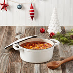 3-Quart Enameled Cast Iron Snowflake Dutch Oven, White