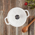 3-Quart Enameled Cast Iron Snowflake Dutch Oven, White