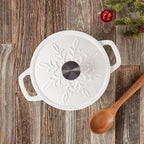 3-Quart Enameled Cast Iron Snowflake Dutch Oven, White