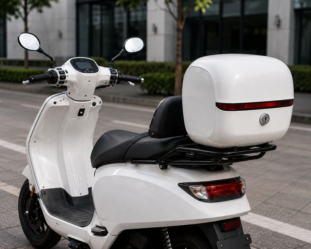 Electric Scooter Rear Storage Box – Universal Large-Capacity Waterproof Tail Trunk with Backrest for Yadea, Emma and Electric Bike Commuting
