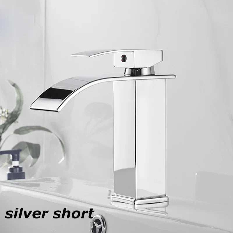 Waterfall Vanity Tap Aqualis Noir | Stainless Steel | Hot & Cold Water | For Bathroom & Guest Toilet
