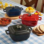 4-Quart Enameled Cast Iron Square Dutch Ovens, Red