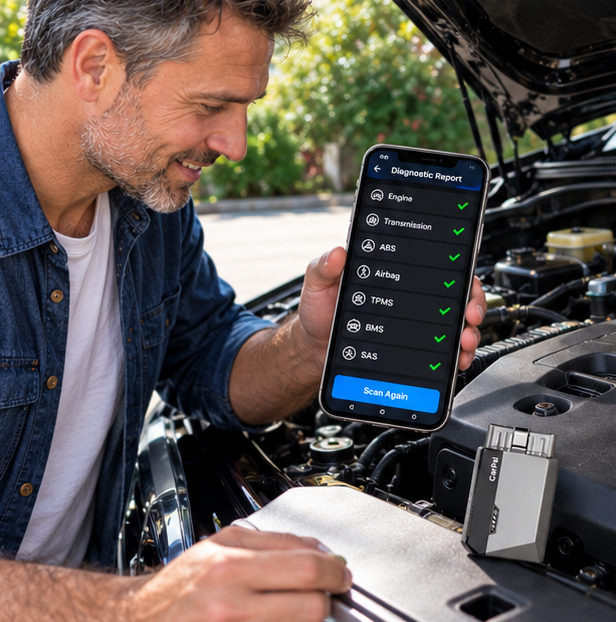 OBD2 Car Diagnostic Scanner – All-System Automotive Diagnostic Tool with 6 Reset Functions, I/M Readiness and Battery Check