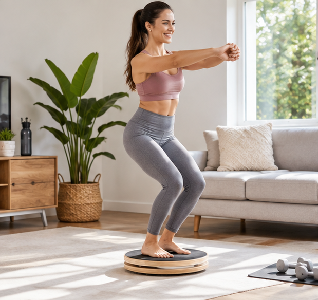 Wood Pilates Twist Board – Rotating Balance Disc for Core Training, Posture Correction, Yoga and Postpartum Recovery