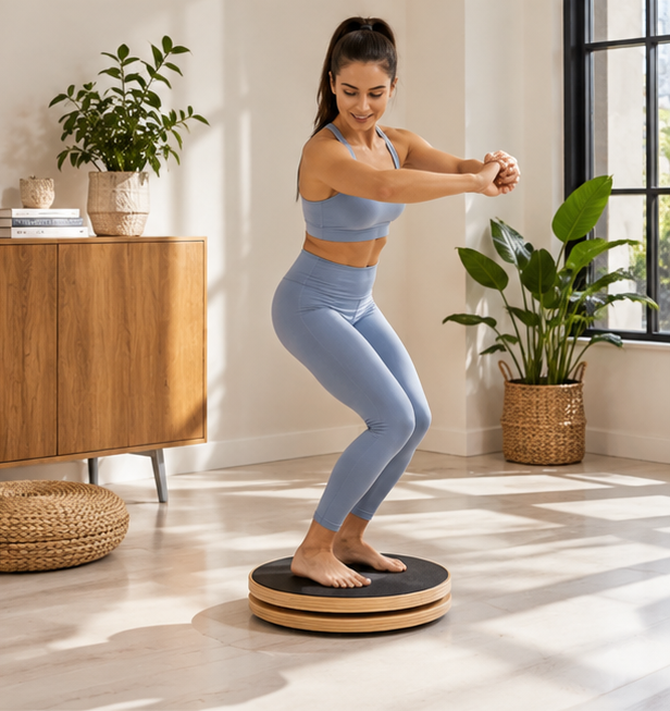 Wood Pilates Twist Board – Rotating Balance Disc for Core Training, Posture Correction, Yoga and Postpartum Recovery