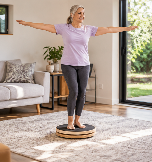 Wood Pilates Twist Board – Rotating Balance Disc for Core Training, Posture Correction, Yoga and Postpartum Recovery