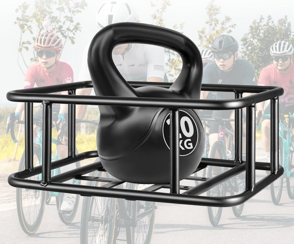 Heavy-Duty Rear Bike Basket with Rack – Large Metal Bicycle Carrier for Groceries, Commutes, and Electric Bike Storage