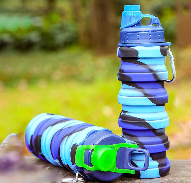 Silicone Foldable Water Bottle – Portable Leak-Proof Collapsible Cup for Outdoor Travel Camping Sports Hydration Solution