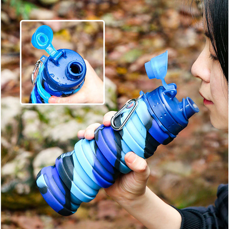 Silicone Foldable Water Bottle – Portable Leak-Proof Collapsible Cup for Outdoor Travel Camping Sports Hydration Solution